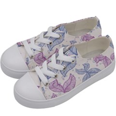 Boho Bohemian Leaves Branch Beige Kids  Low Top Canvas Sneakers by Cemarart