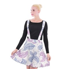 Leaves Line Art Background Suspender Skater Skirt