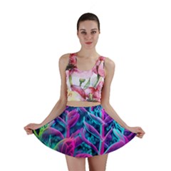 Spring Flower Neon Wallpaper Mini Skirt