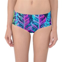 Spring Flower Neon Wallpaper Mid-waist Bikini Bottoms