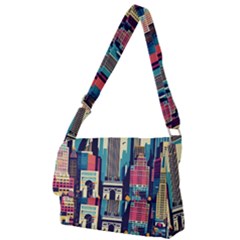 Skyscrapers City Usa Full Print Messenger Bag (l) by Cemarart