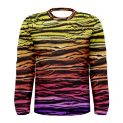 Rainbow Wood Digital Paper Pattern Men s Long Sleeve T-shirt