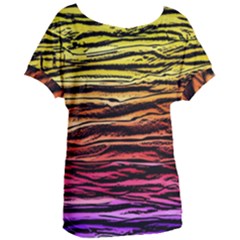 Rainbow Wood Digital Paper Pattern Women s Oversized T-shirt