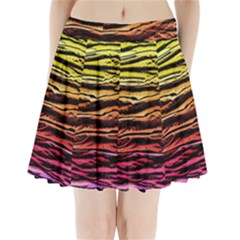 Rainbow Wood Digital Paper Pattern Pleated Mini Skirt