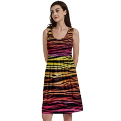 Rainbow Wood Digital Paper Pattern Classic Skater Dress by Cemarart