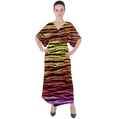 Rainbow Wood Digital Paper Pattern V-neck Boho Style Maxi Dress