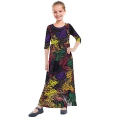 Eiffel Tower Pattern Wallpaper Kids  Quarter Sleeve Maxi Dress