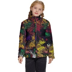 Floral Patter Flowers Floral Drawing Kids  Puffer Bubble Jacket Coat by Cemarart
