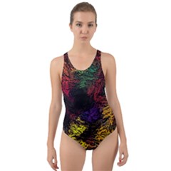 Abstract Painting Colorful Cut-out Back One Piece Swimsuit by Cemarart