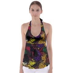 Abstract Painting Colorful Tie Back Tankini Top