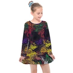 Floral Patter Flowers Floral Drawing Kids  Long Sleeve Dress by Cemarart