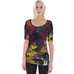 Abstract Painting Colorful Wide Neckline T-shirt