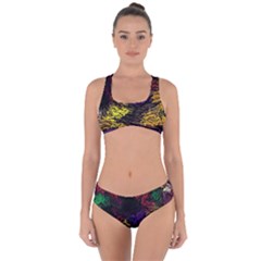 Abstract Painting Colorful Criss Cross Bikini Set