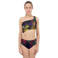 Abstract Painting Colorful Spliced Up Two Piece Swimsuit