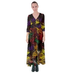 Abstract Painting Colorful Button Up Maxi Dress