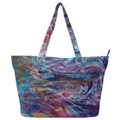 Abstarct Cobalt Waves Full Print Shoulder Bag by kaleidomarblingart