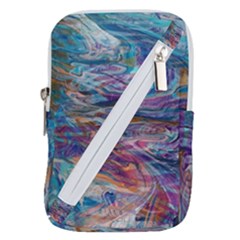 Abstarct Cobalt Waves Belt Pouch Bag (small) by kaleidomarblingart