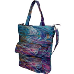 Abstarct Cobalt Waves Shoulder Tote Bag by kaleidomarblingart