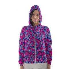 Colorful cosutme collage motif pattern Women s Hooded Windbreaker
