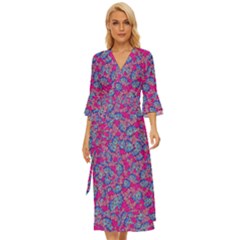 Colorful cosutme collage motif pattern Midsummer Wrap Dress