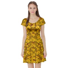 Blooming Flowers Of Lotus Paradise Short Sleeve Skater Dress by pepitasart