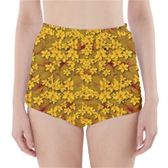 Blooming Flowers Of Lotus Paradise High-waisted Bikini Bottoms