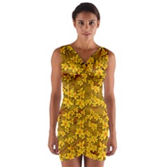 Blooming Flowers Of Lotus Paradise Wrap Front Bodycon Dress