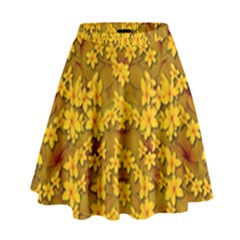 Blooming Flowers Of Lotus Paradise High Waist Skirt by pepitasart