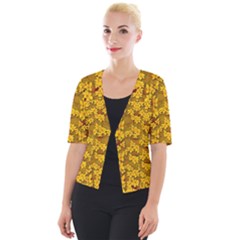 Blooming Flowers Of Lotus Paradise Cropped Button Cardigan