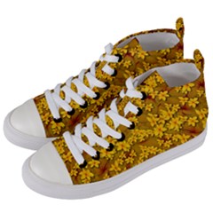 Blooming Flowers Of Lotus Paradise Women s Mid-top Canvas Sneakers