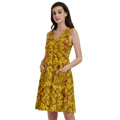 Blooming Flowers Of Lotus Paradise Sleeveless Dress With Pocket