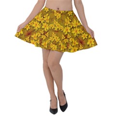 Blooming Flowers Of Lotus Paradise Velvet Skater Skirt