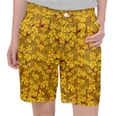 Blooming Flowers Of Lotus Paradise Women s Pocket Shorts