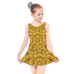 Blooming Flowers Of Lotus Paradise Kids  Skater Dress Swimsuit