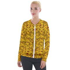 Blooming Flowers Of Lotus Paradise Velvet Zip Up Jacket