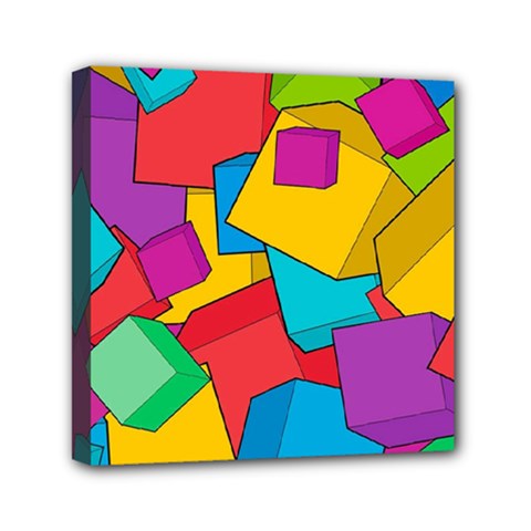 Abstract Cube Colorful  3d Square Pattern Mini Canvas 6  X 6  (stretched)