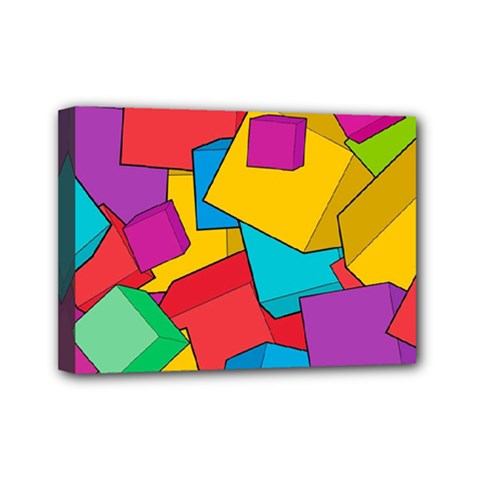 Abstract Cube Colorful  3d Square Pattern Mini Canvas 7  X 5  (stretched)