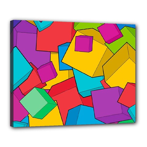 Abstract Cube Colorful  3d Square Pattern Canvas 20  X 16  (stretched)