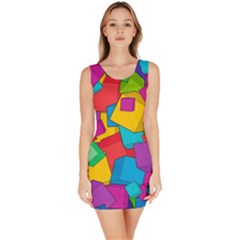 Abstract Cube Colorful  3d Square Pattern Bodycon Dress
