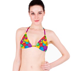 Abstract Cube Colorful  3d Square Pattern Classic Bikini Top