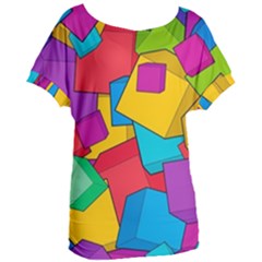 Abstract Cube Colorful  3d Square Pattern Women s Oversized T-Shirt