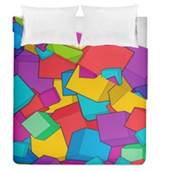 Abstract Cube Colorful  3d Square Pattern Duvet Cover Double Side (Queen Size)