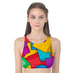 Abstract Cube Colorful  3d Square Pattern Tank Bikini Top