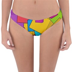 Abstract Cube Colorful  3d Square Pattern Reversible Hipster Bikini Bottoms