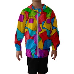 Abstract Cube Colorful  3d Square Pattern Kids  Hooded Windbreaker