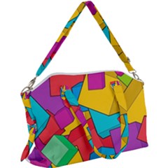 Abstract Cube Colorful  3d Square Pattern Canvas Crossbody Bag