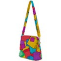 Abstract Cube Colorful  3d Square Pattern Zipper Messenger Bag View2