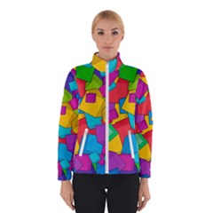 Abstract Cube Colorful  3d Square Pattern Women s Bomber Jacket
