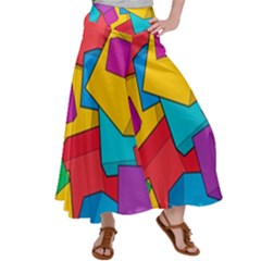 Abstract Cube Colorful  3d Square Pattern Women s Satin Palazzo Pants