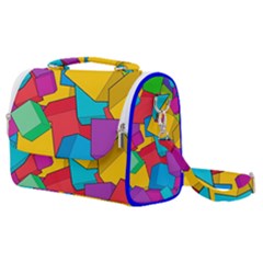 Abstract Cube Colorful  3d Square Pattern Satchel Shoulder Bag